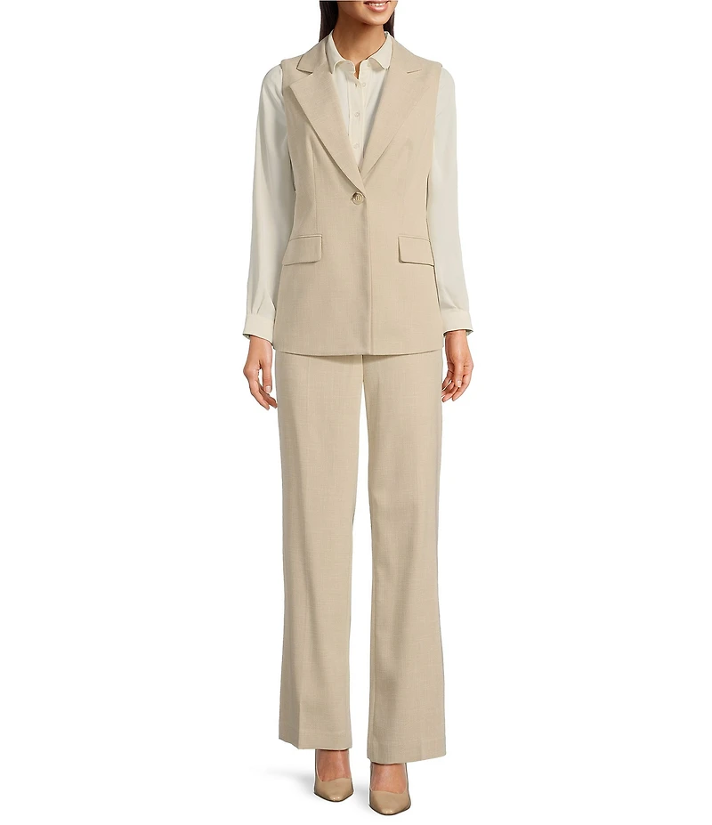 Anne Klein Crossdye Notch Collar 1-Button Vest