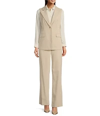 Anne Klein Crossdye Notch Collar 1-Button Vest