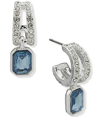 Anne Klein Crystal C Hoop Drop Earrings