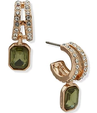 Anne Klein Crystal C Hoop Drop Earrings