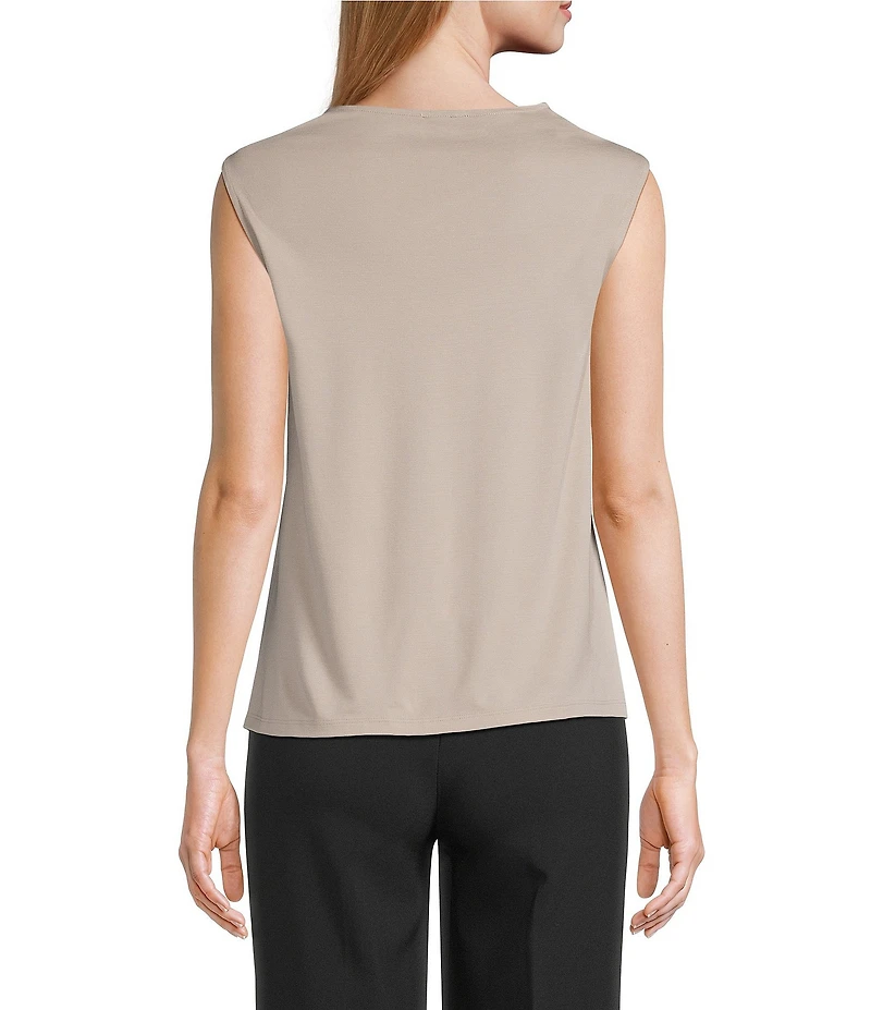 Anne Klein Drape Front Asymmetrical Shoulder Cap Sleeve Blouse