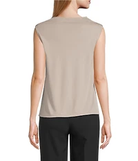 Anne Klein Drape Front Asymmetrical Shoulder Cap Sleeve Blouse