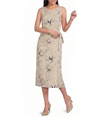 Anne Klein Embroidered Floral Linen Blend Tank