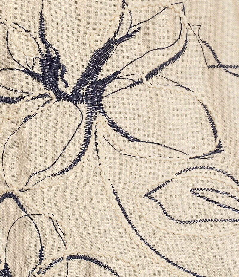 Anne Klein Embroidered Floral Linen Blend Tank