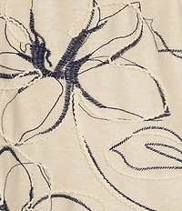 Anne Klein Embroidered Floral Linen Blend Tank