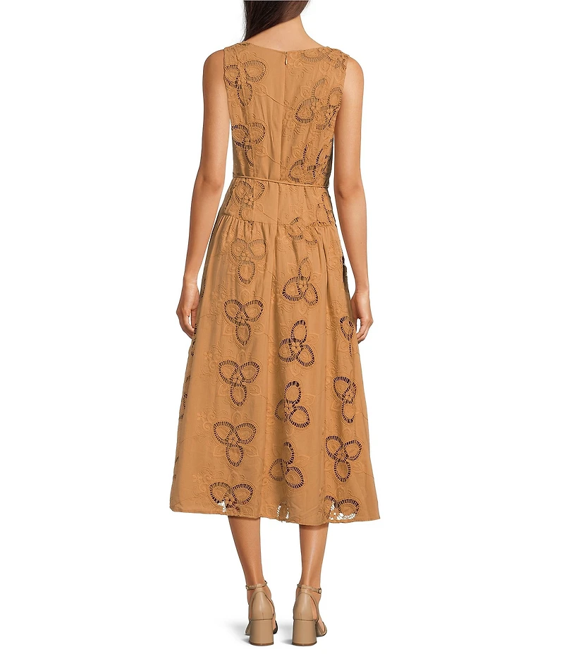 Anne Klein Embroidered Sleeveless Midi Dress