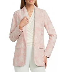 Anne Klein Embroidered Woven Shawl Collar Open Front Long Sleeve Jacket