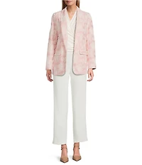 Anne Klein Embroidered Woven Shawl Collar Open Front Long Sleeve Jacket