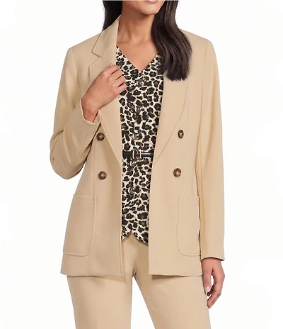 Anne Klein Faux Double Breasted Crepe Jacket