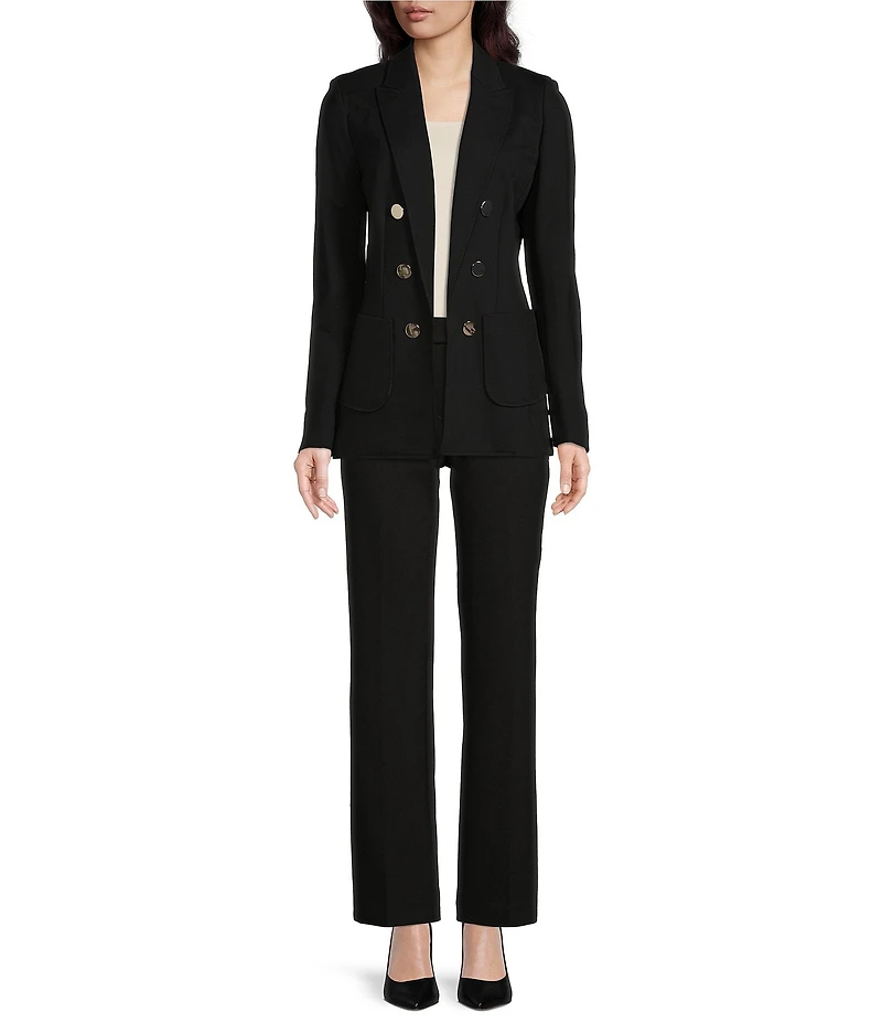 Anne Klein Faux Double Breasted Jacket With Patch Pockets