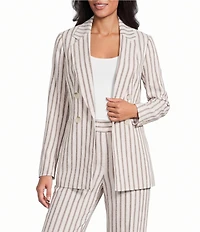 Anne Klein Faux Double Breasted Stripe Open Front Coordinating Jacket