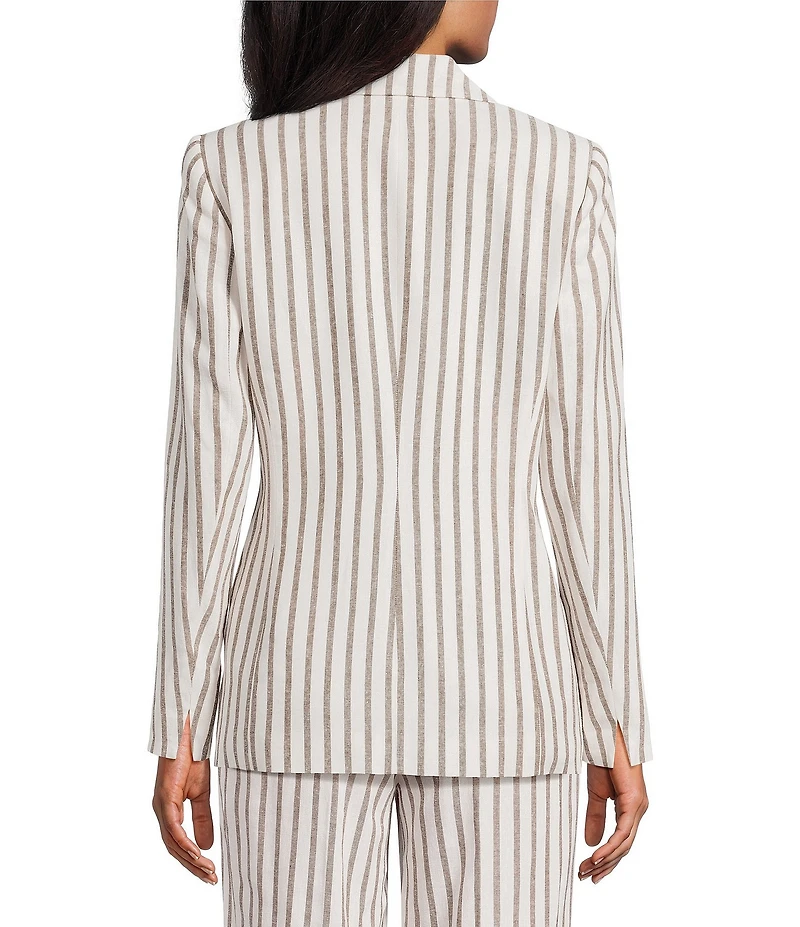 Anne Klein Faux Double Breasted Stripe Open Front Coordinating Jacket