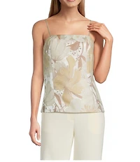 Anne Klein Floral Jacquard Bustier Chain Straps Top