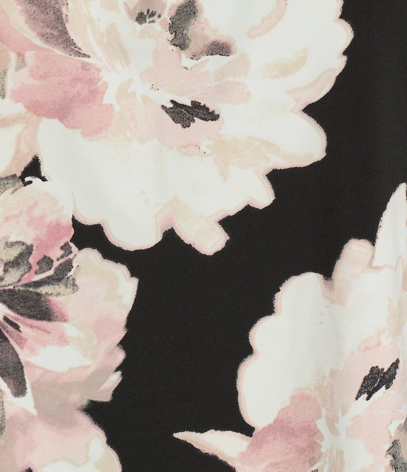 Anne Klein Floral Print Long Sleeve Chiffon Blouse