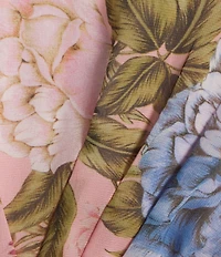 Anne Klein Floral Print V-Neck Long Puff Sleeve Wrap Skirt Belted Midi Dress