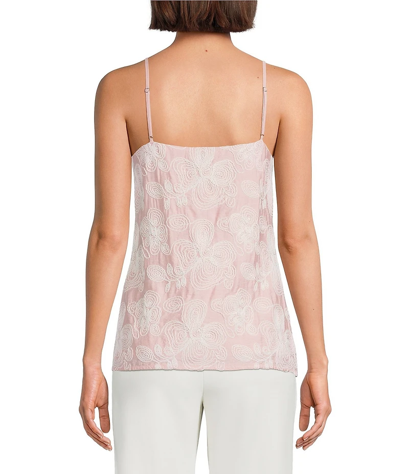 Anne Klein Floral Textured V-Neck Sleeveless Cami Top