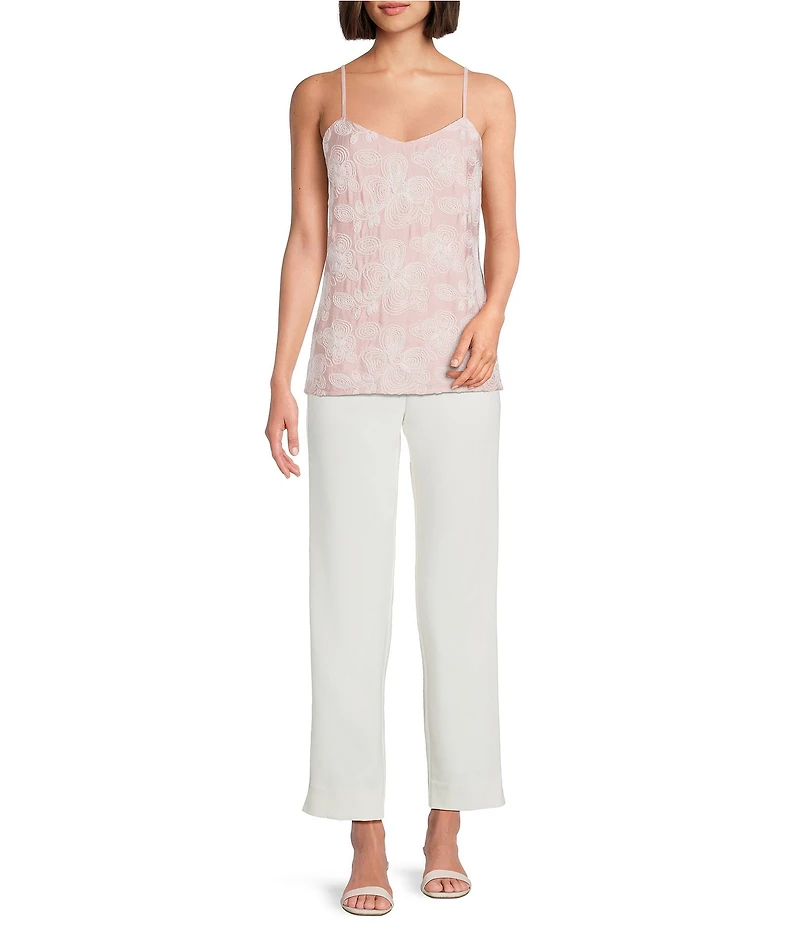 Anne Klein Floral Textured V-Neck Sleeveless Cami Top