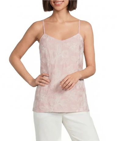 Anne Klein Floral Textured V-Neck Sleeveless Cami Top