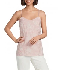 Anne Klein Floral Textured V-Neck Sleeveless Cami Top