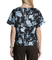 Anne Klein Flutter Sleeve Boat Neck Blouse