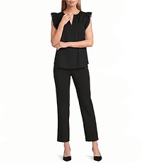 Anne Klein Flutter Sleeve Poplin Blouse