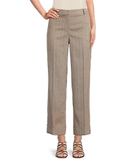 Anne Klein Fly Front Slash Pocket Cuff Ankle Herringbone Pants