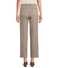 Anne Klein Fly Front Slash Pocket Cuff Ankle Herringbone Pants