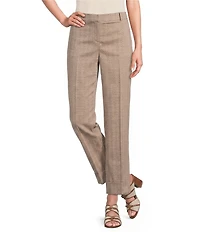Anne Klein Fly Front Slash Pocket Cuff Ankle Herringbone Pants