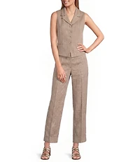 Anne Klein Fly Front Slash Pocket Cuff Ankle Herringbone Pants
