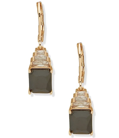 Anne Klein Gold Tone CZ Drop Earrings