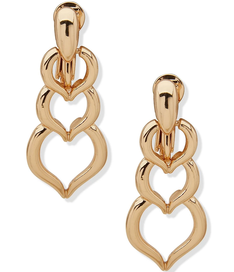 Anne Klein Gold Tone Pearl Shaped Stationed Clip Drop Earrings