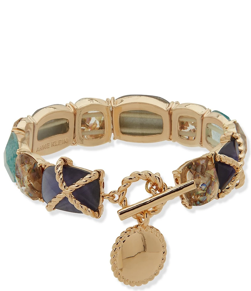 Anne Klein Gold Tone Roped Toggle Stretch Bracelet
