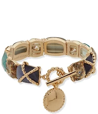 Anne Klein Gold Tone Roped Toggle Stretch Bracelet