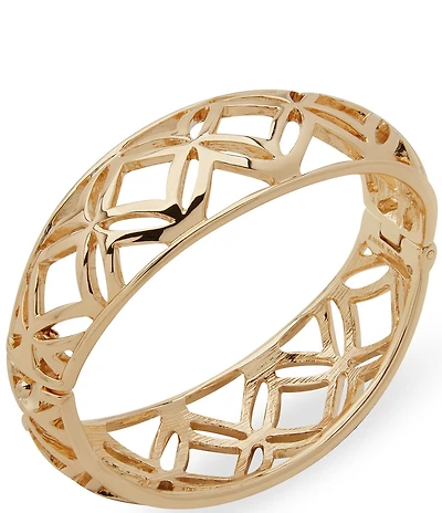 Anne Klein Gold Tone Rounded Cutout Open Hinge Bracelet