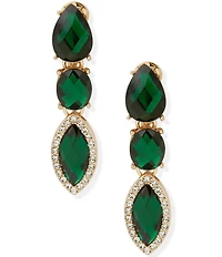 Anne Klein Gold Tone Stone Clip Linear Earrings