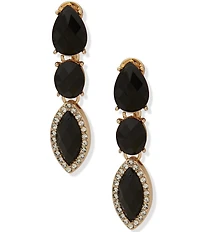 Anne Klein Gold Tone Stone Clip Linear Earrings