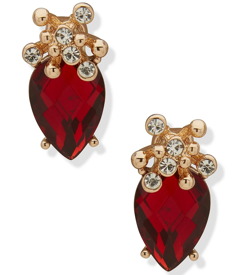 Anne Klein Gold Tone Stone Petal Drop Earrings