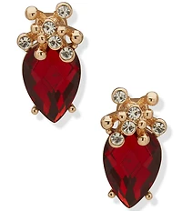 Anne Klein Gold Tone Stone Petal Drop Earrings