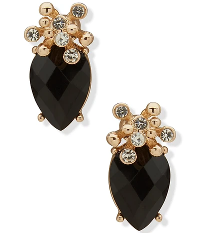 Anne Klein Gold Tone Stone Petal Drop Earrings