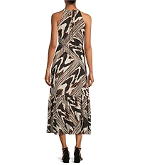 Anne Klein Halter Print Tiered Maxi Dress