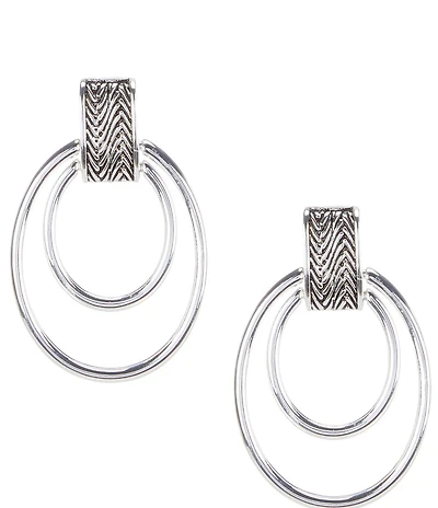 Anne Klein Herringbone Clip-On Orbital Drop Earrings