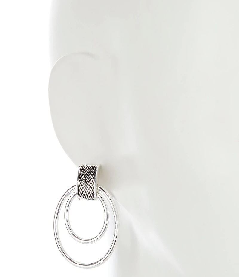 Anne Klein Herringbone Clip-On Orbital Drop Earrings