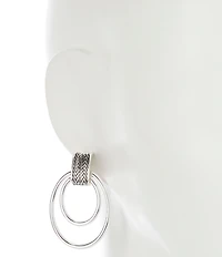 Anne Klein Herringbone Clip-On Orbital Drop Earrings