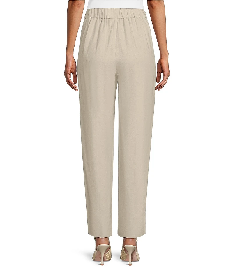 Anne Klein High Rise Wide Leg Pull On Linen Blend Pants