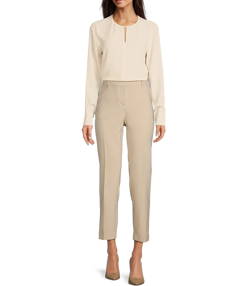 Anne Klein Keyhole Round Neck Long Sleeve Blouse