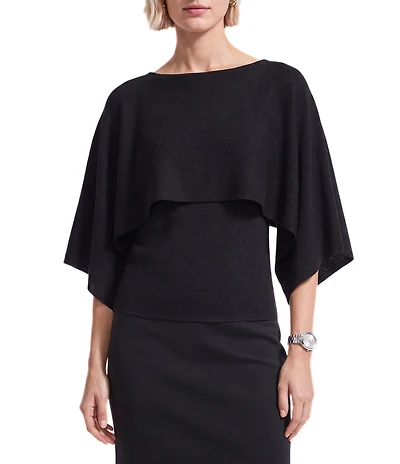 Anne Klein Knit Cape Top