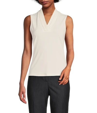 Anne Klein Knit Triple Pleat Tank Top