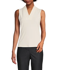 Anne Klein Knit Triple Pleat Tank Top