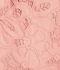 Anne Klein Lace Floral Print Collar Neckline Long Sleeve Scalloped Hem Tiered Belted Shirt Dress