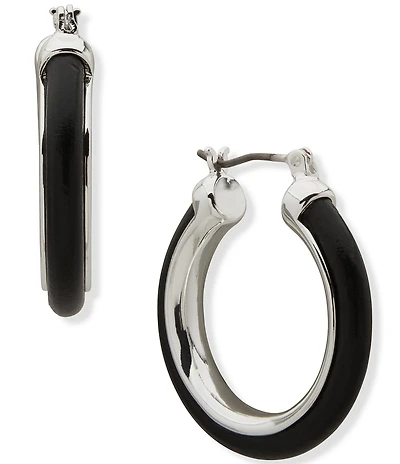 Anne Klein Leather Hoop Earrings